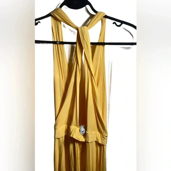 Bebe yellow stretchy lightweight vacation summer day 2 nite scrappy dress M - Picture 4 of 7